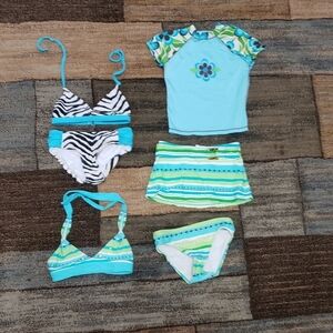 Girls size 4-5 xhilaration bathing suit bundle of 6 peices 3 sets